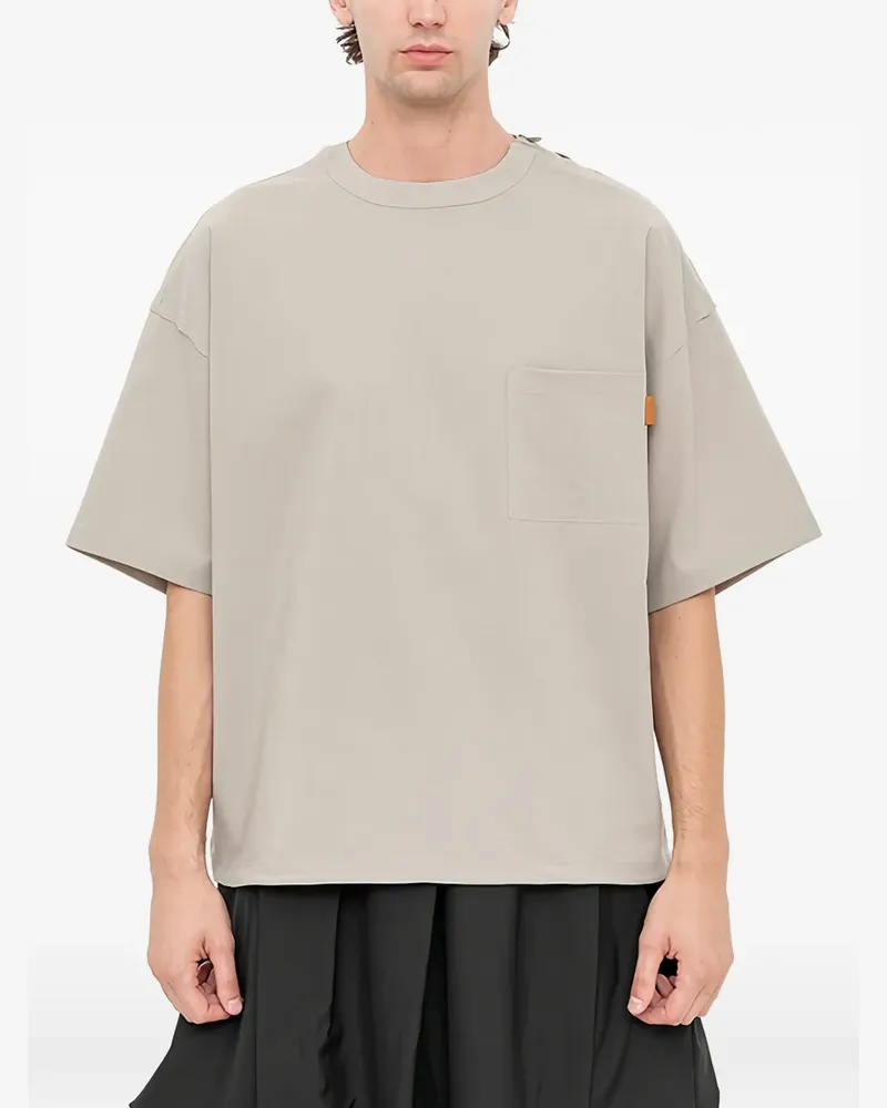 SONGZIO embroidered polyptych woven T-shirt - Nude Nude