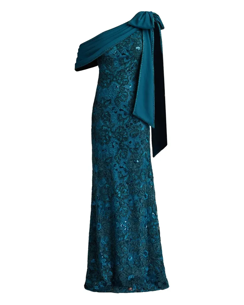 Tadashi Shoji Maxikleid mit Blumenpailletten - Blau Blau