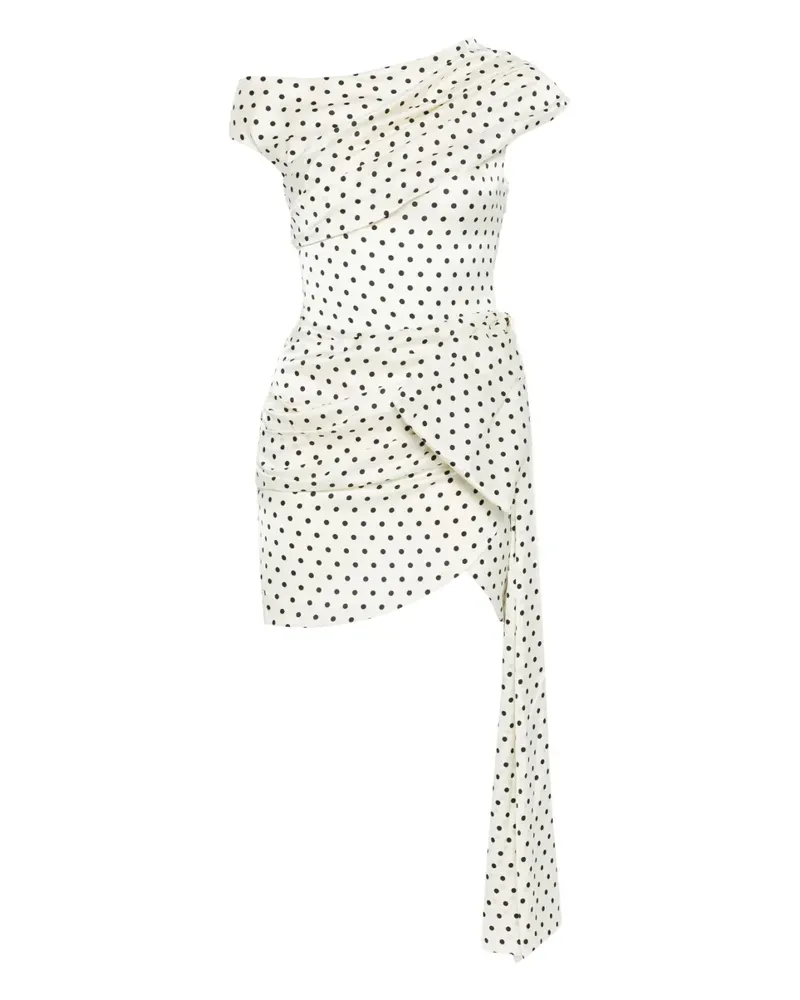 Self-Portrait Drapiertes Minikleid mit Polka Dots - Nude Nude
