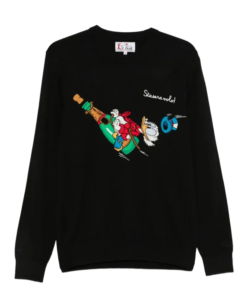 MC2 Saint Barth Pullover mit rundem Ausschnitt und grafischer Intarsie - Schwarz Schwarz