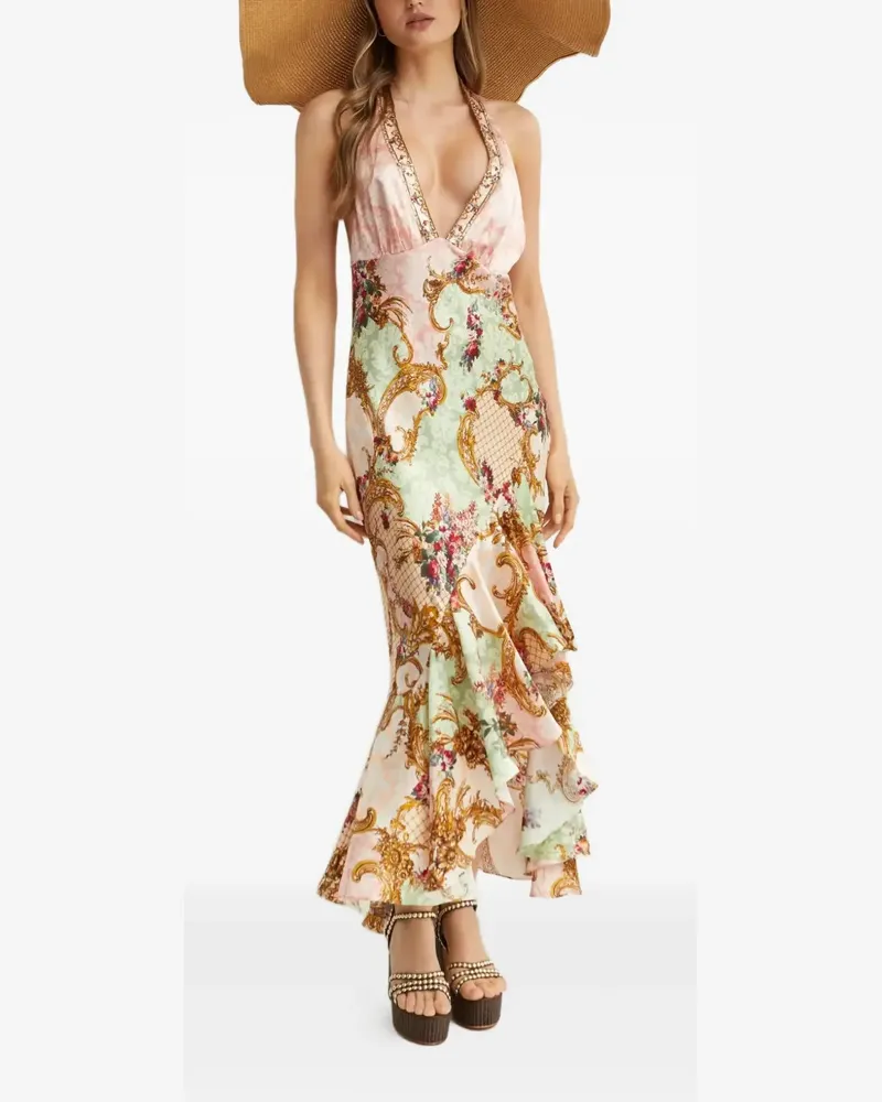 Camilla V-neck midi dress - Nude Nude