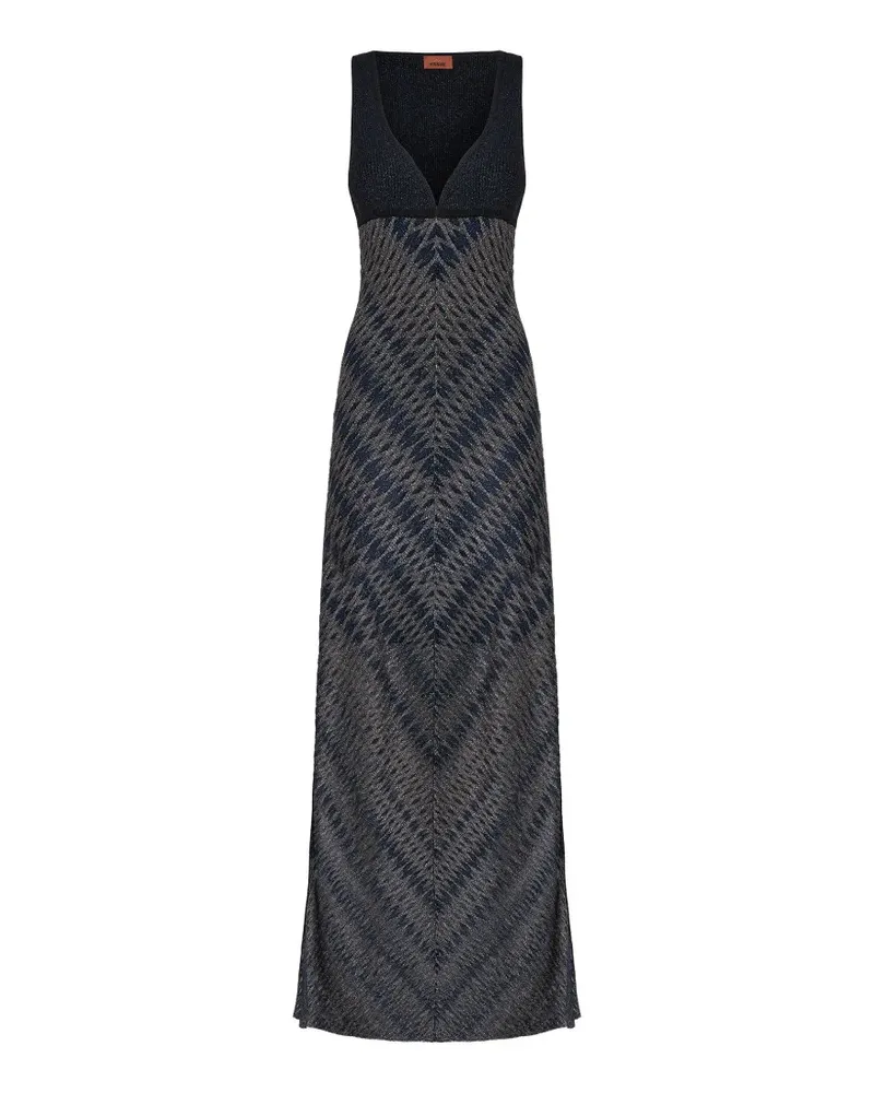Missoni diamond-patterned V-neck maxi dress - Blau Blau