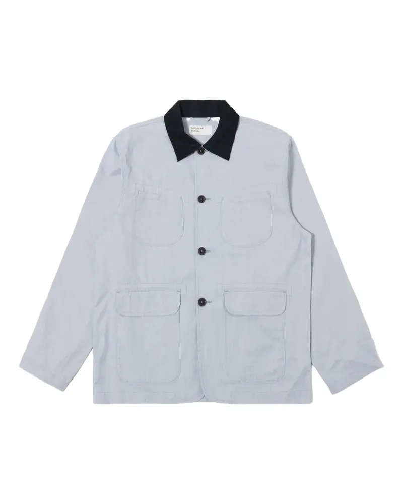 Universal Works contrast collar shirt jacket - Blau Blau