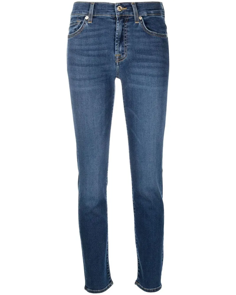 7 for all mankind Tief sitzende Skinny-Jeans Blau