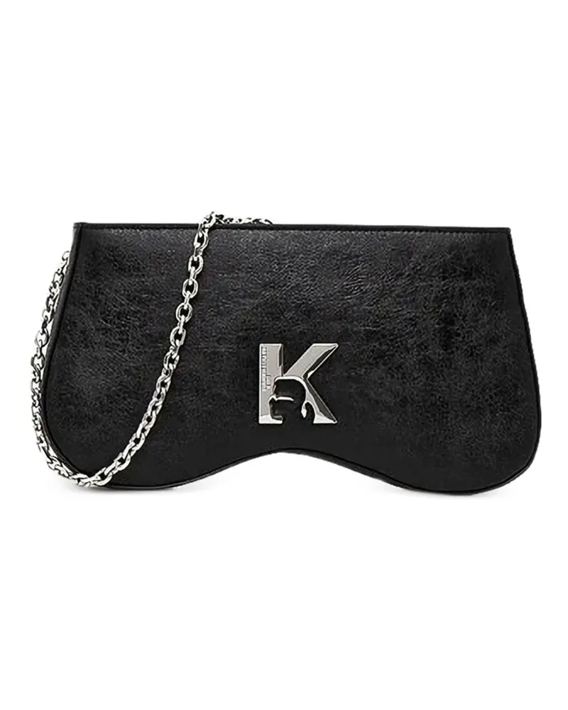 Karl Lagerfeld K-Logo Schultertasche mit Kettenriemen - Schwarz Schwarz