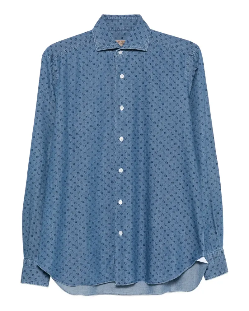 BARBA floral-print long-sleeve shirt - Blau Blau