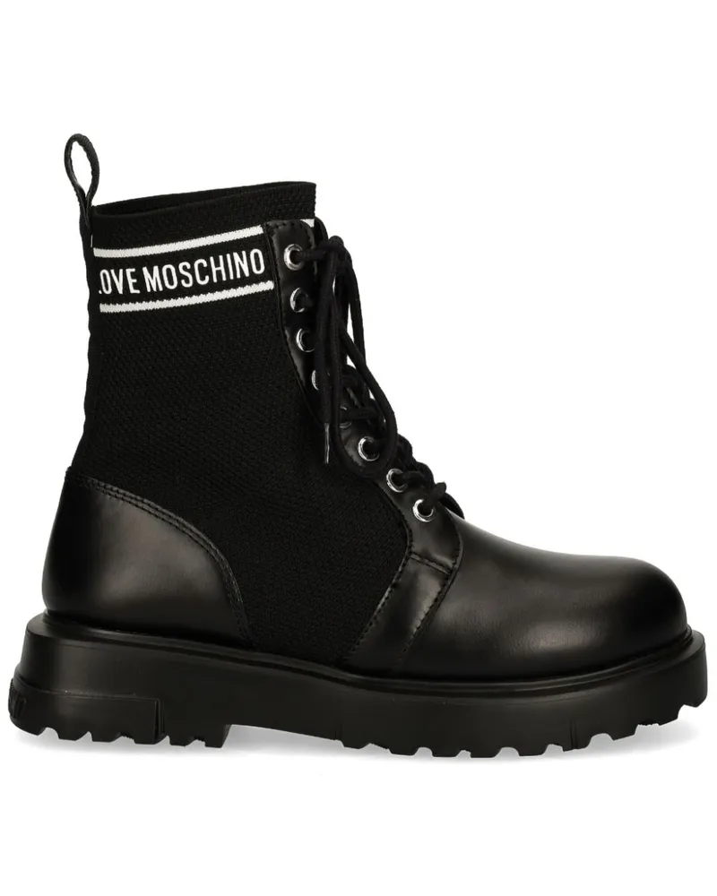 Moschino Stiefel mit Logo-Print - Schwarz Schwarz
