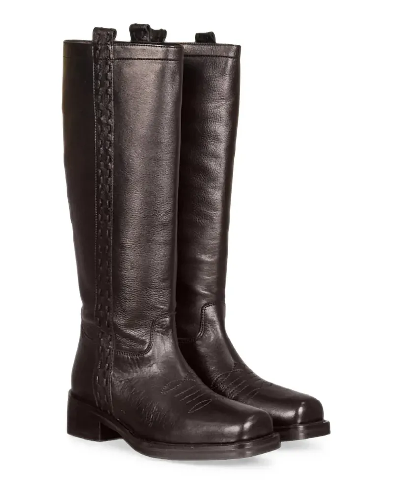 Emanuelle Vee square-toe leather boots - Braun Braun