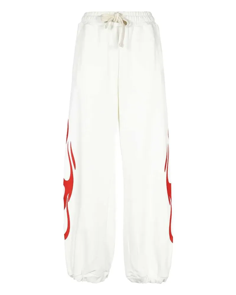 Vision Of Super flame-print elasticated-waistband track pants - Weiß Weiß