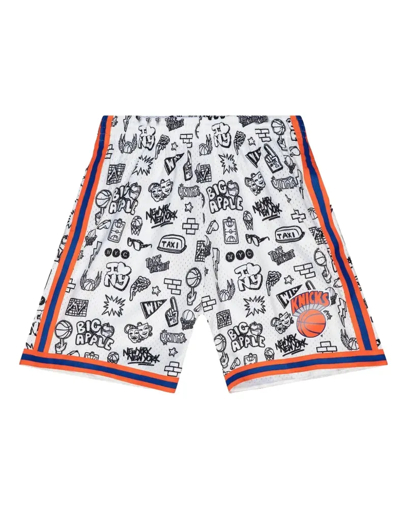 Mitchell & Ness Gemusterte Shorts - Weiß Weiß