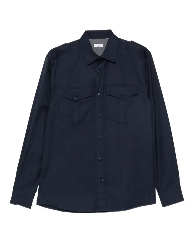 Brunello Cucinelli Hemd mit geknöpfter Klappe - Blau Blau