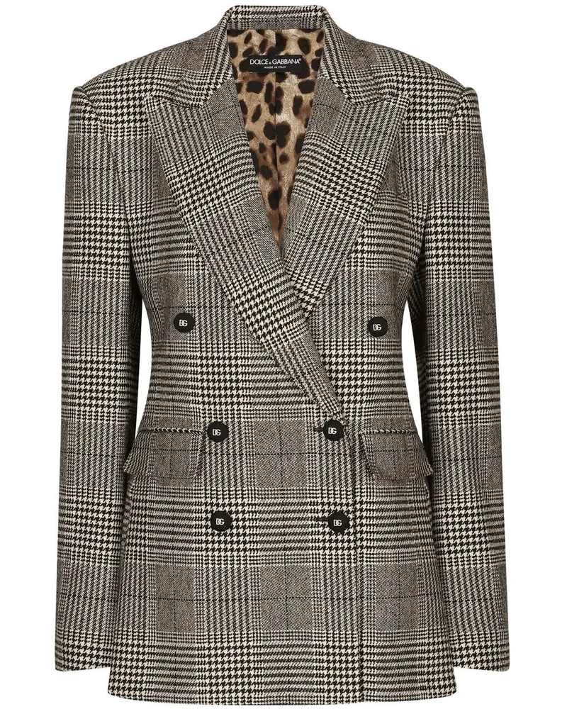 Dolce & Gabbana Doppelreihiger Blazer mit Glencheck - Weiß Weiß
