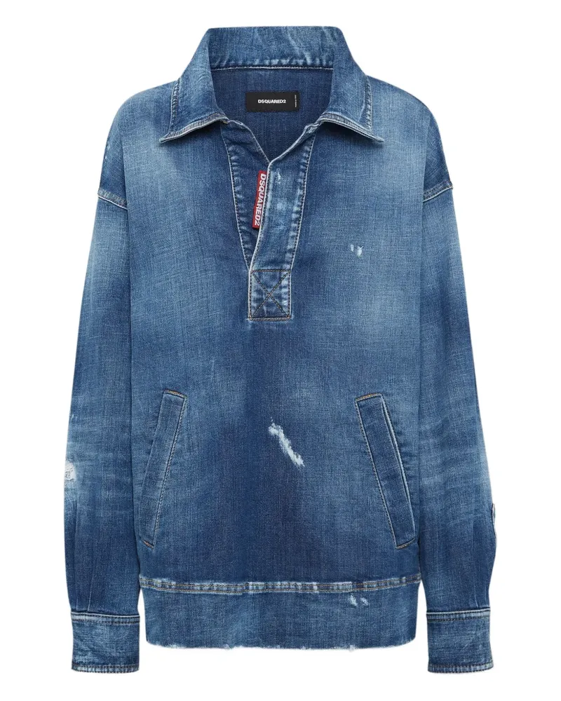 Dsquared2 Hemd in Distressed-Optik - Blau Blau