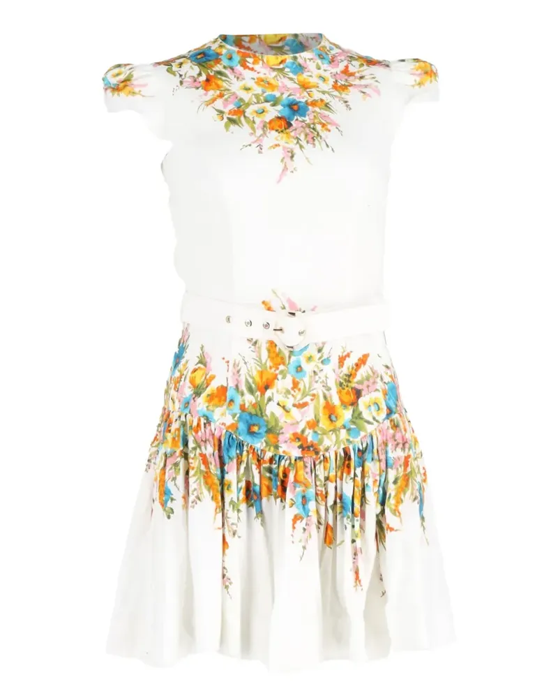 Zimmermann Estelle floral-print belted mini dress - Weiß Weiß