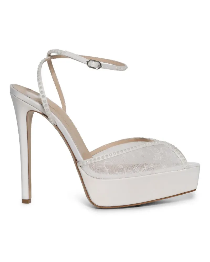 Andrea Wazen Katy Plateau-Sandalen mit Spitze - Weiß Weiß