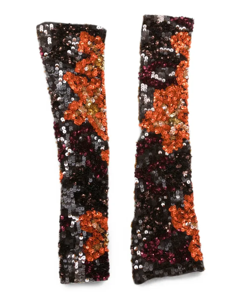 P.A.R.O.S.H. sequin-embellished floral-pattern gloves - Braun Braun