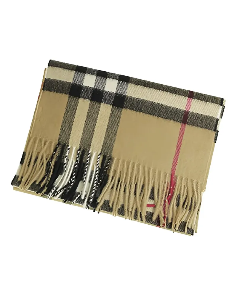 Burberry fringed check-pattern scarf - Nude Nude