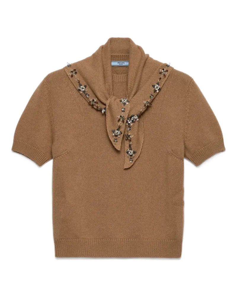 Prada short-sleeved cashmere sweater with scarf - Braun Braun