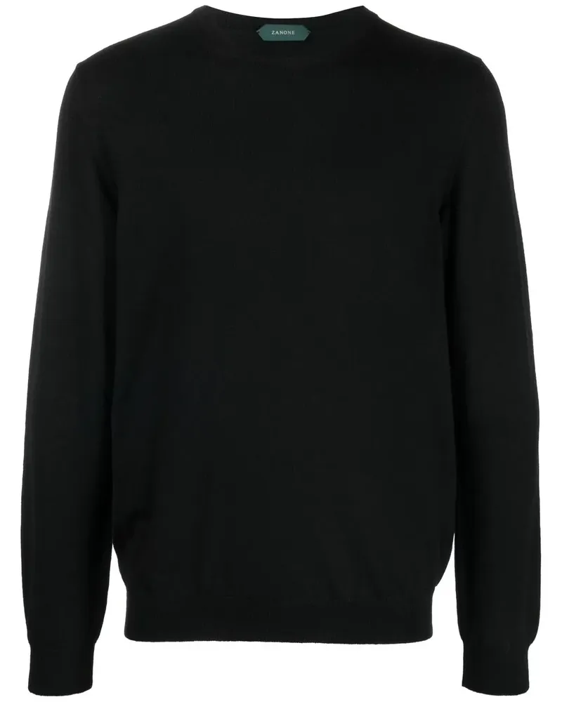 Zanone Fein gestrickter Pullover - Schwarz Schwarz