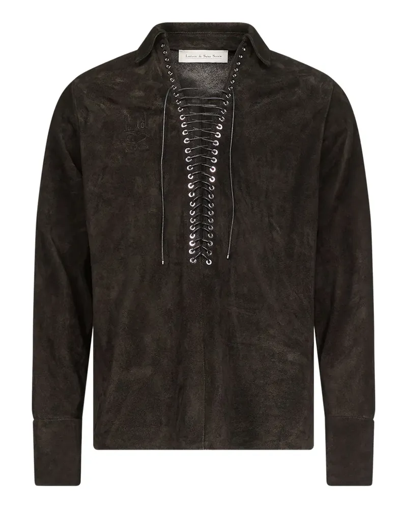 Ludovic de Saint Sernin Alan lace-up suede shirt - Braun Braun