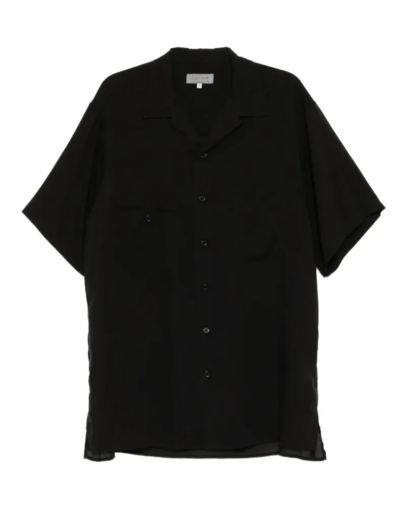 Yohji Yamamoto Cuban-collar short-sleeve shirt - Schwarz Schwarz