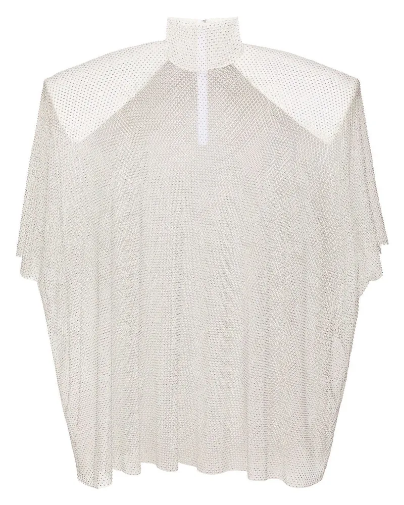 Dolce & Gabbana Bluse aus Mesh mit Strassverzierung - Weiß Weiß