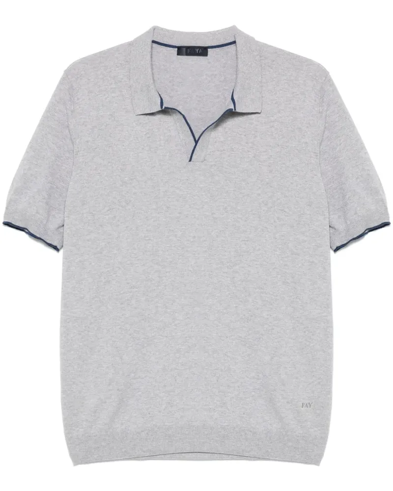 Fay T-Shirt mit Poloshirtkragen - Grau Grau