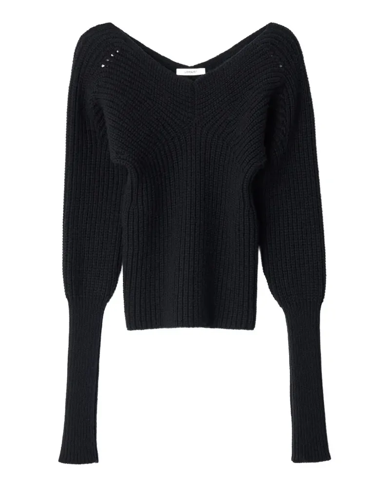 Christophe Lemaire off-shoulder sweater in worsted wool - Schwarz Schwarz