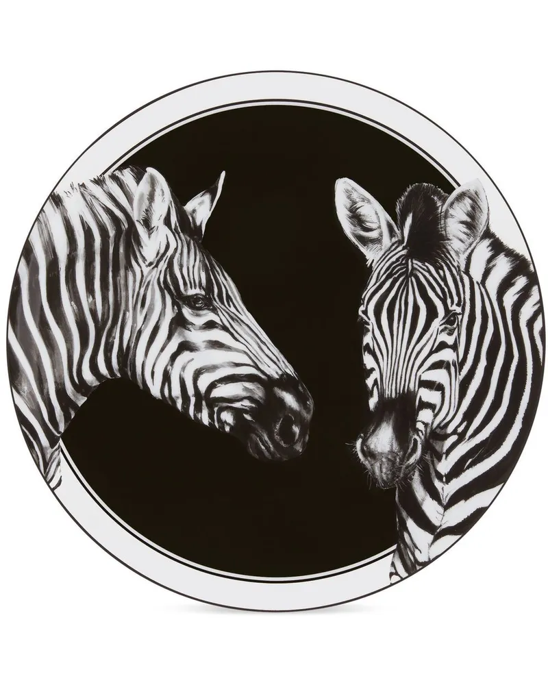 Dolce & Gabbana Porzellanteller mit Zebra-Print - Schwarz Schwarz