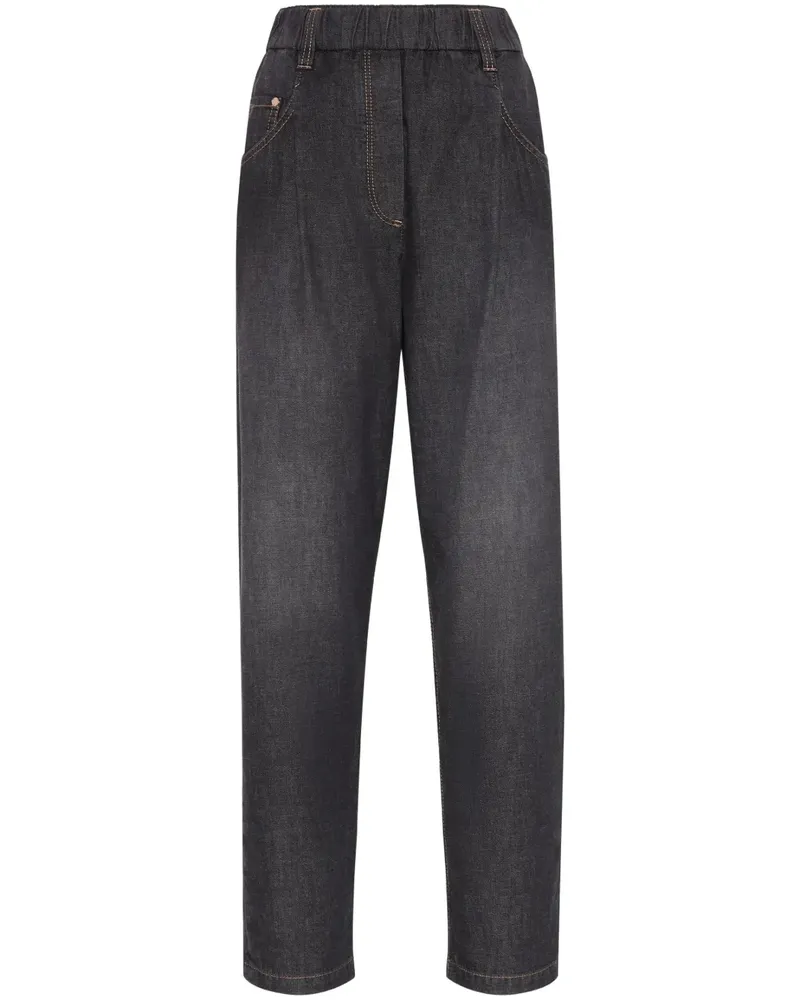 Brunello Cucinelli Tapered-Jeans - Schwarz Schwarz