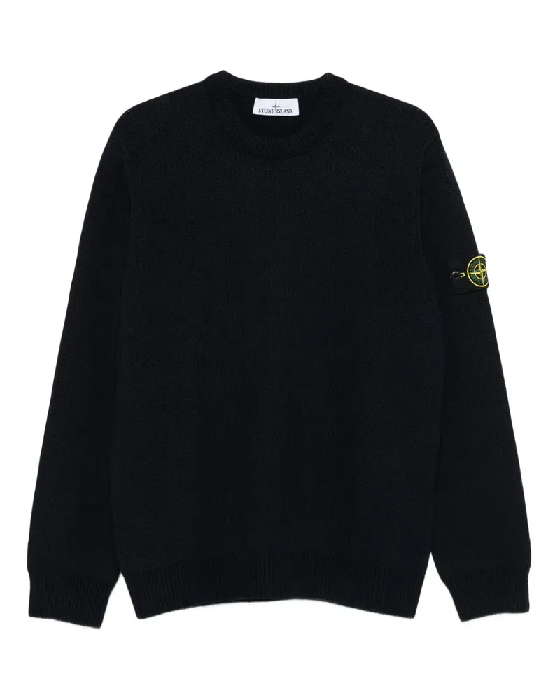 Stone Island Gerippter Pullover mit Logo-Patch - Blau Blau