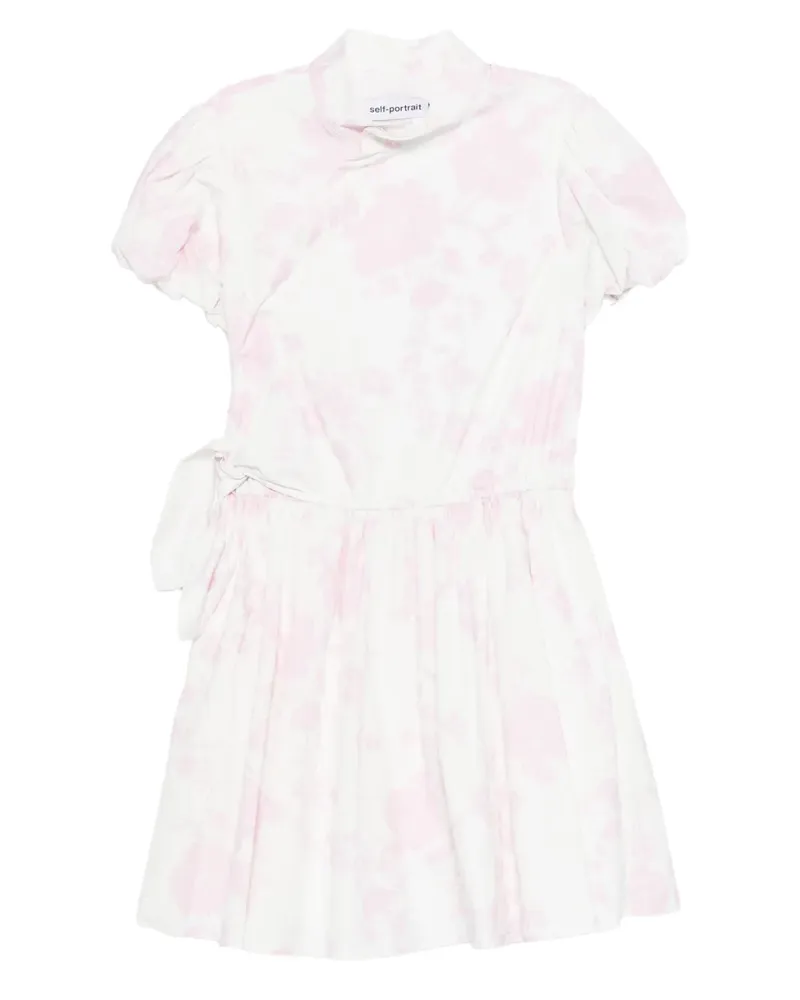 Self-Portrait floral print mini dress - Weiß Weiß