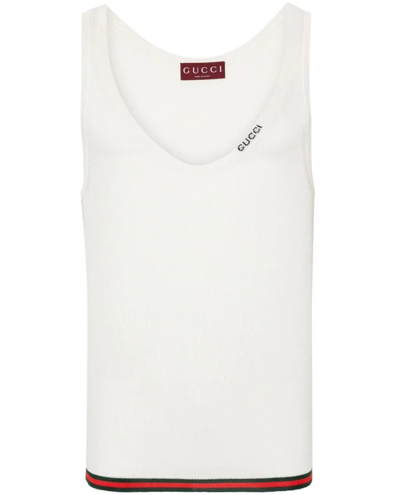 Gucci Geripptes Tanktop aus Seide - Weiß Weiß