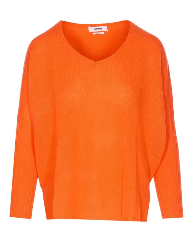 Not Shy Kaschmirpullover mit V-Ausschnitt - Orange Orange