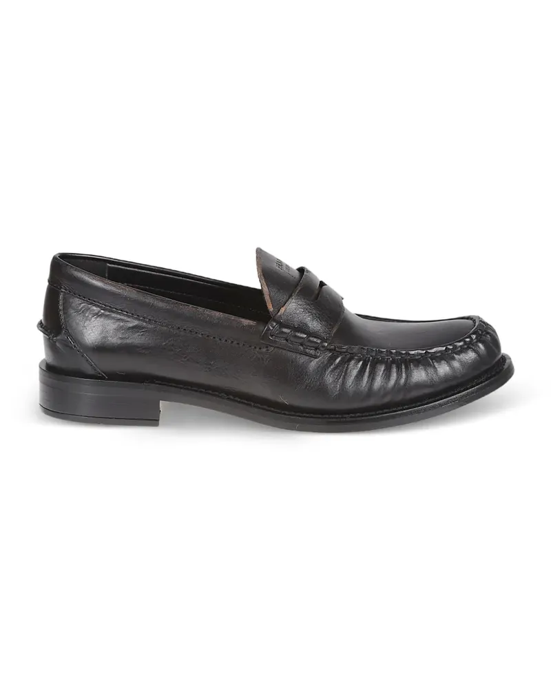 Prada slip-on topstitching leather loafers - Braun Braun