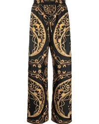 Marine Serre Seidenhose mit Ornament Jewellery-Print Schwarz