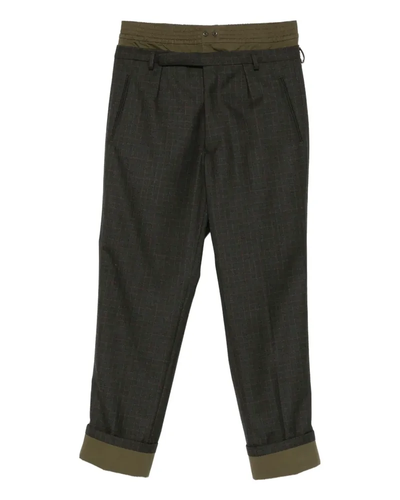 Prada Karierte Hose im Layering-Look - Grün Grün