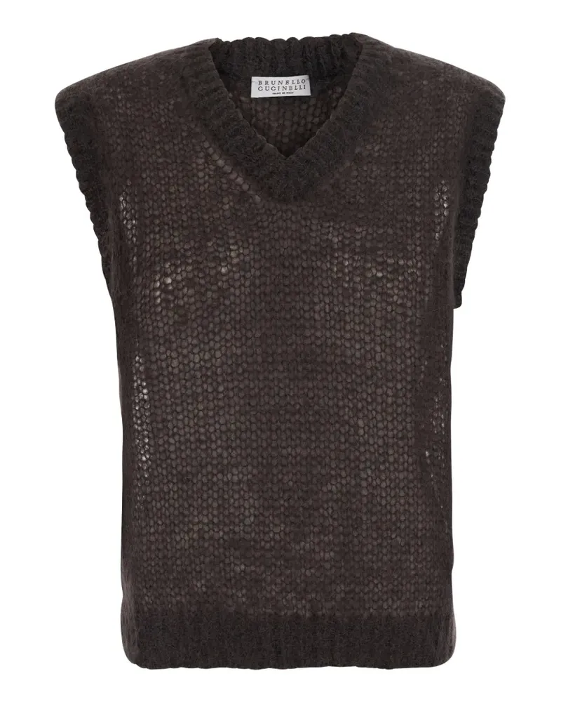 Brunello Cucinelli Pullunder aus Mohär - Braun Braun