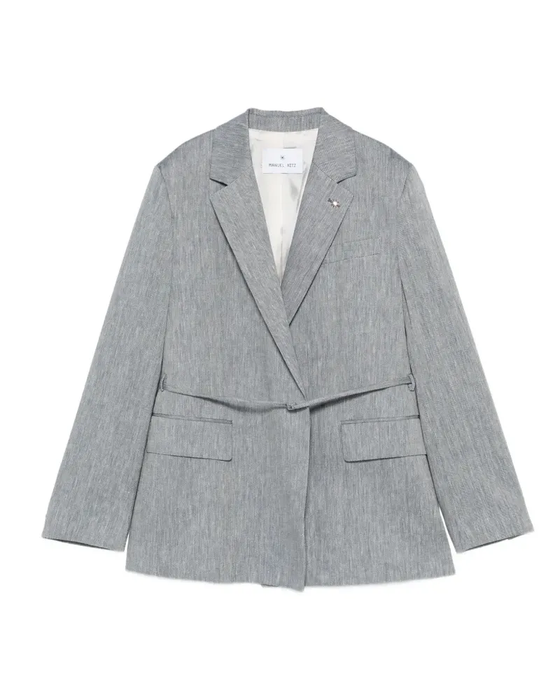 Manuel Ritz belted lapel-collar jacket - Grau Grau