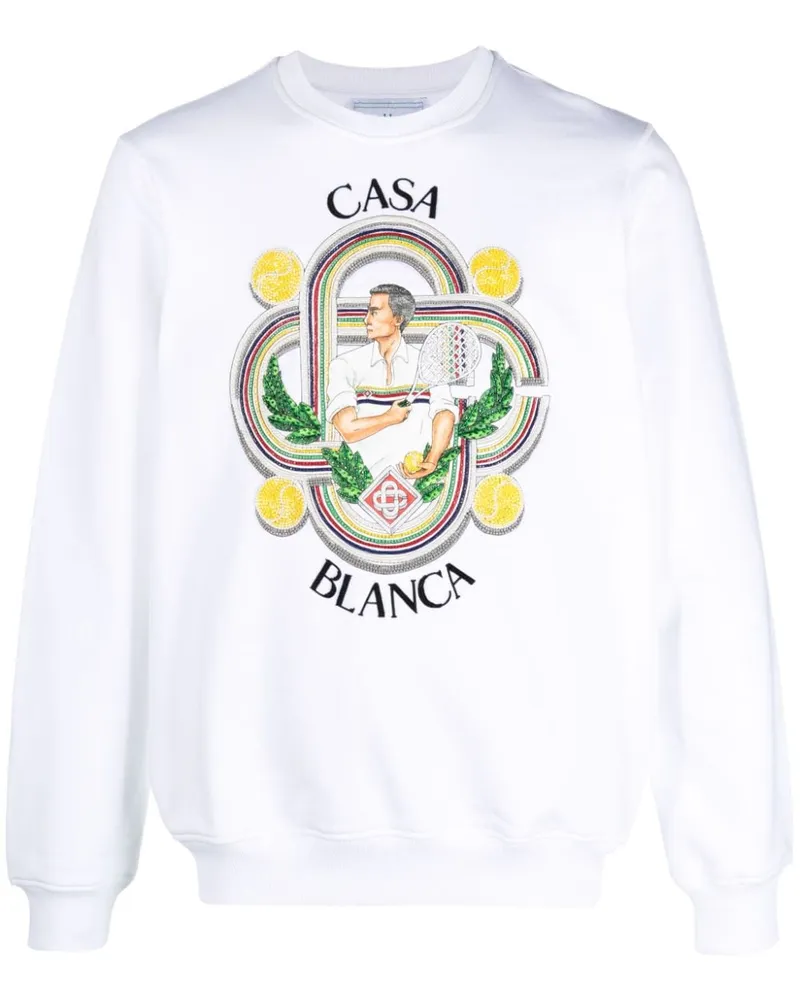 Casablanca Paris Le Joueur Sweatshirt aus Bio-Baumwolle - Weiß Weiß