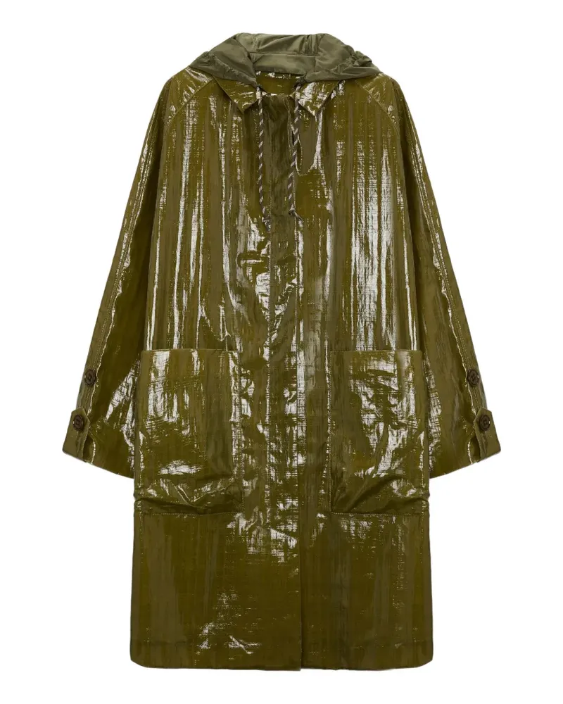 Dorothee Schumacher hooded glossy-finish coat - Grün Grün