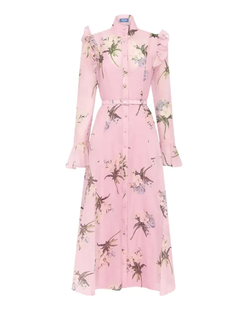 LEO LIN Gerüschtes Katrina Midikleid mit Blumenprint - Rosa Rosa