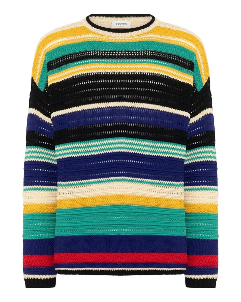 Laneus Gestreifter Pullover - Schwarz Schwarz