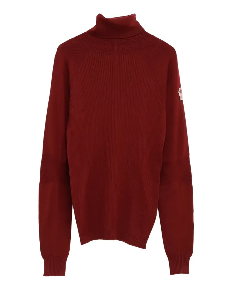 Moncler logo-patch ribbed sweater - Rot Rot
