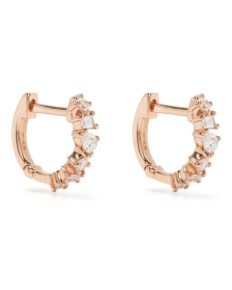 EF Collection 14kt Rotgoldcreole mit Diamanten - Rosa Rosa