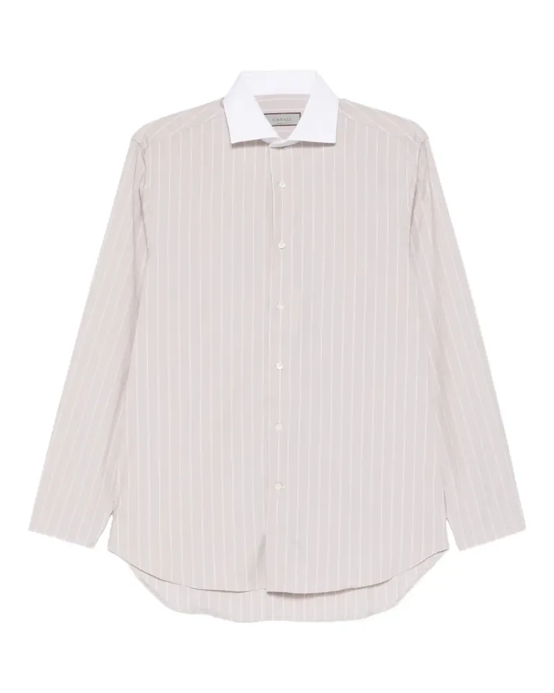 Canali Gestreiftes Hemd - Nude Nude