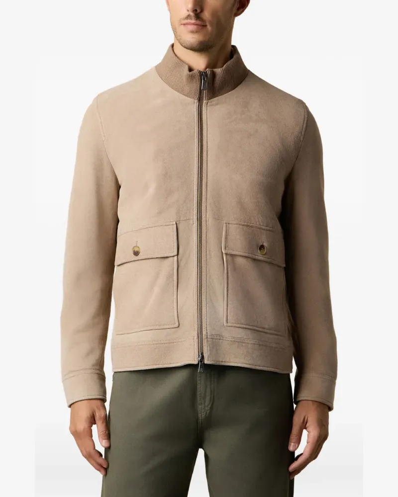 Brooks Brothers zip-up suede jacket - Nude Nude