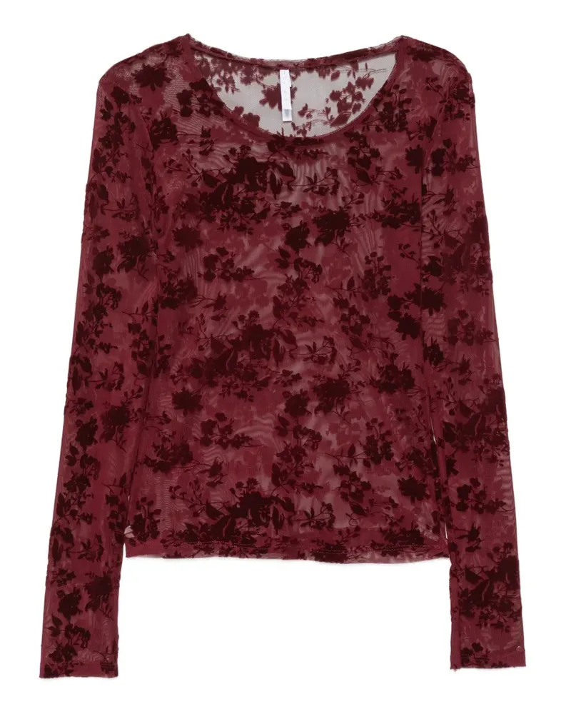 IMPERIAL Langarmshirt mit Blumendevoré - Rot Rot