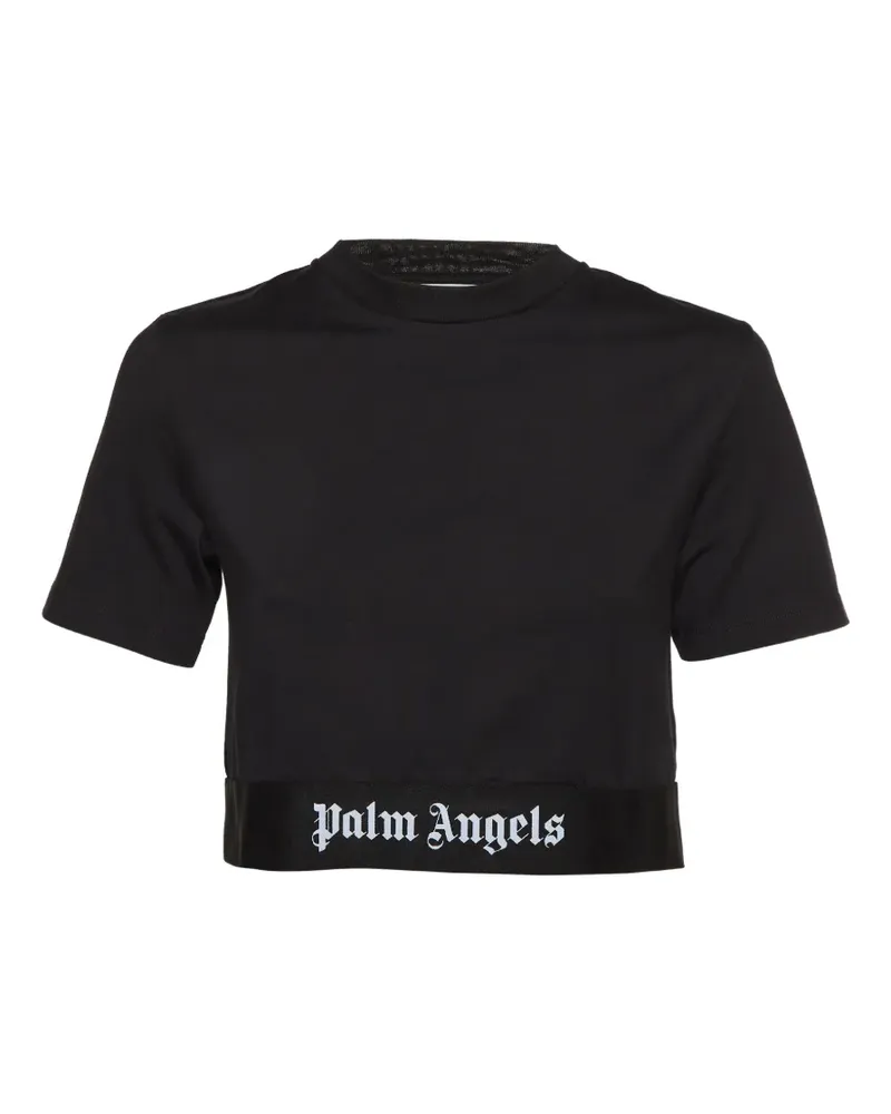 Palm Angels Cropped-T-Shirt mit Logo - Schwarz Schwarz