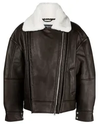 Y/PROJECT Bikerjacke mit Faux Shearling Braun